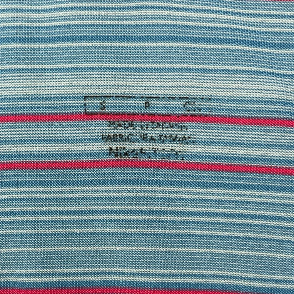 Nike Polo Shirt Men Small Blue Pink Stripe Short Sleeve Stretch Performance Golf